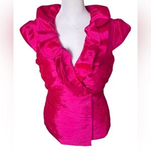 Calvin Klein Hit pink Fuchsia Ruffle Wrap Top